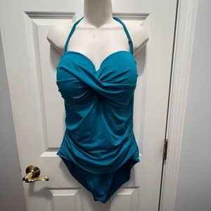 Anne Cole size 16 blue onepiece swimsuit with twist front